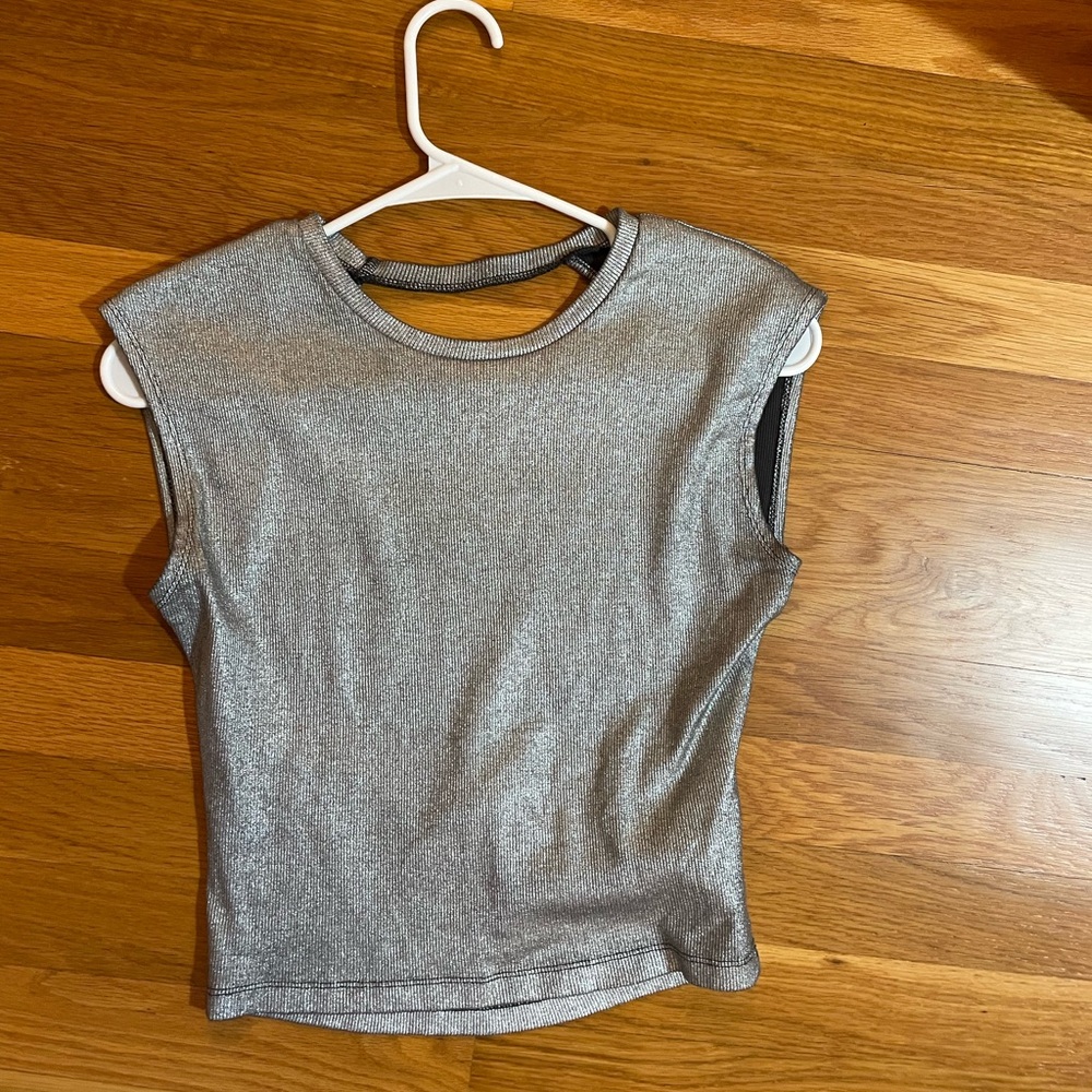 Zara Silver Open Back Top